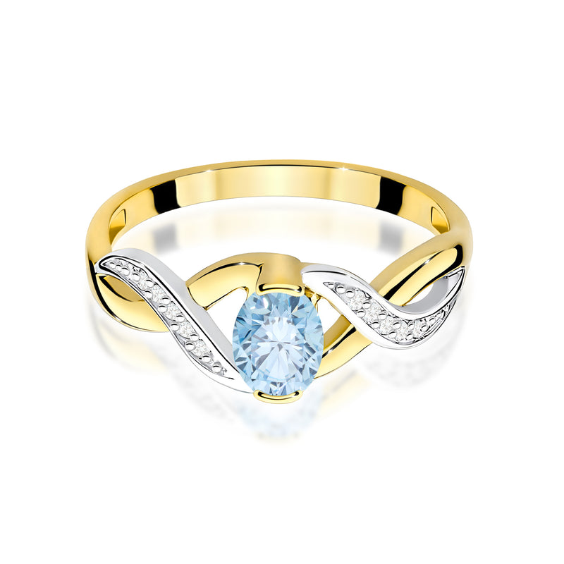 Inel Aur 14K cu Diamante Albastre de Laborator 0.55 ct, imaginea 2 din 12