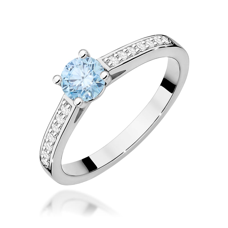 Inel Aur 14K cu Diamante Albastre de Laborator 0.62 ct, imaginea 9 din 12