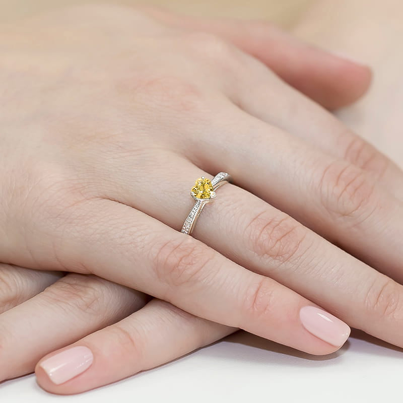 Inel Aur 14K cu Diamante Galbene de Laborator 0.53 ct, imaginea 12 din 12