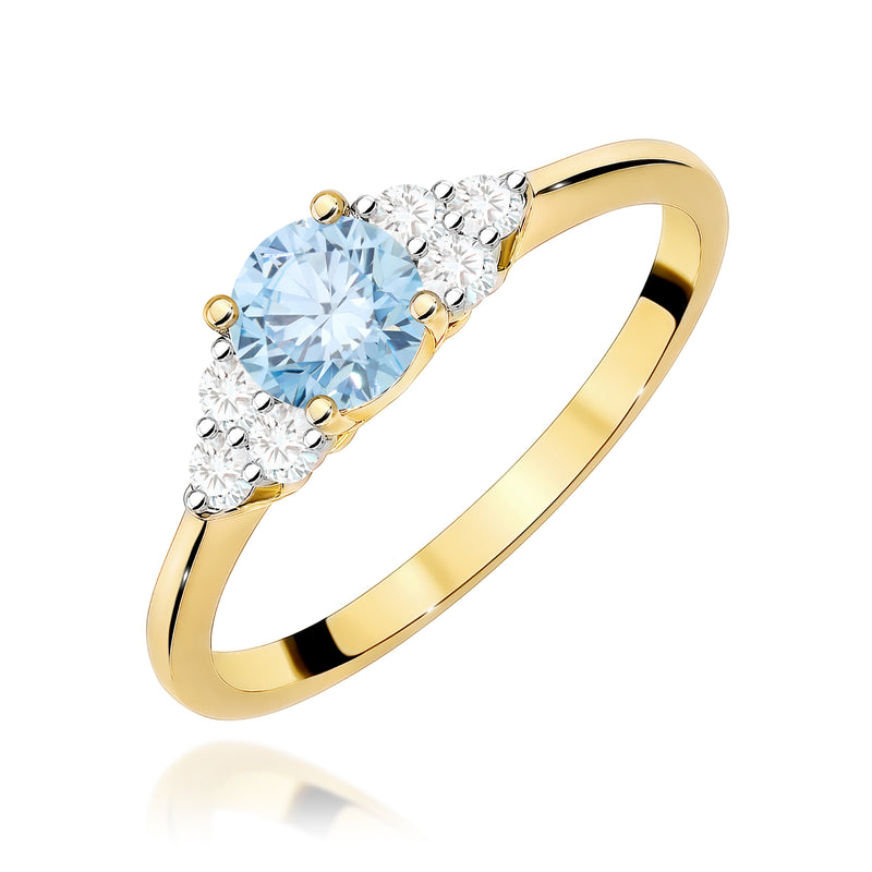 Inel Aur 14K cu Diamante Albastre de Laborator 0.68 ct — Aur galben