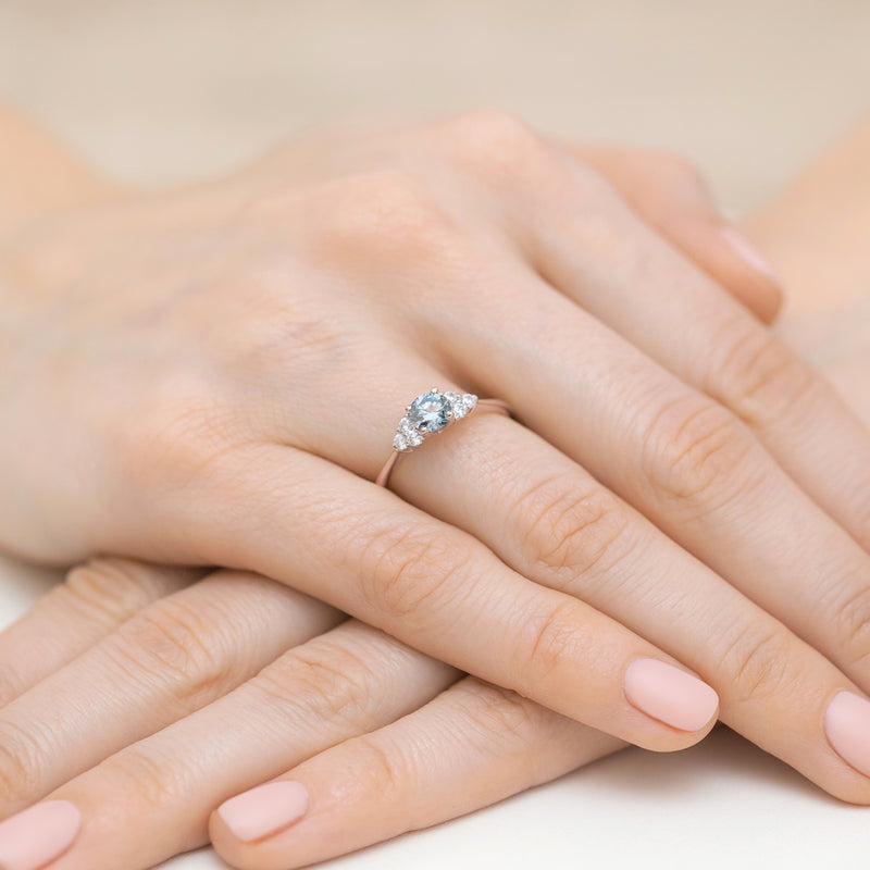 Inel Aur 14K cu Diamante Albastre de Laborator 0.68 ct, imaginea 8 din 12