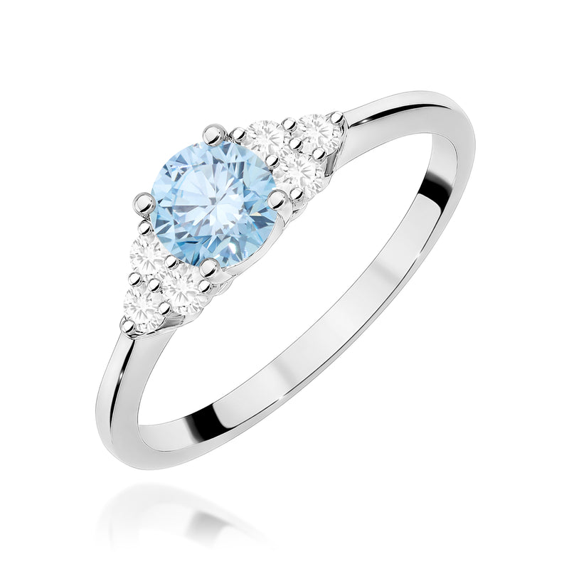 Inel Aur 14K cu Diamante Albastre de Laborator 0.68 ct, imaginea 9 din 12