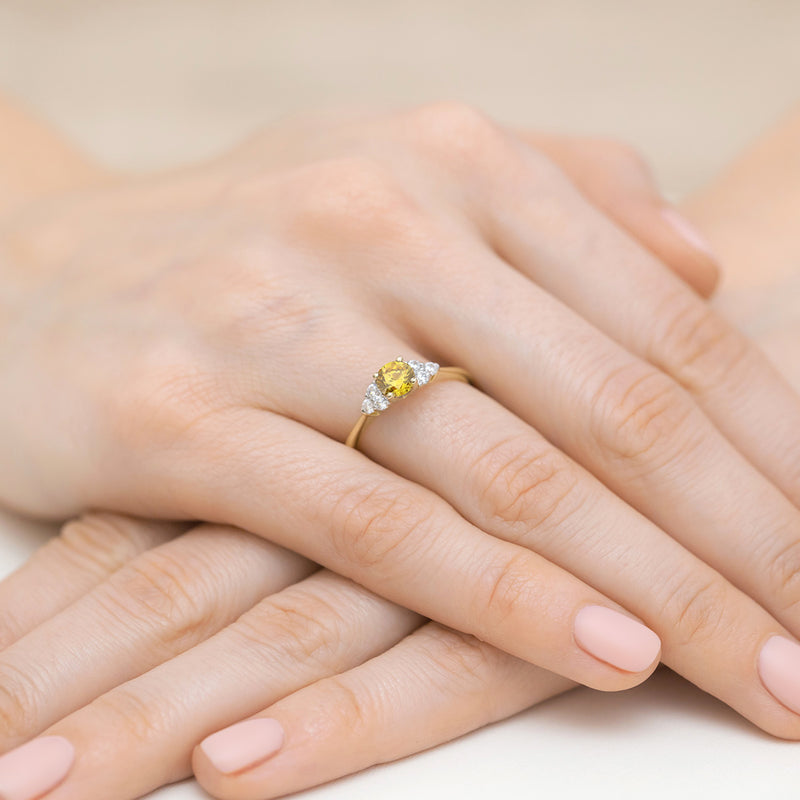Inel Aur 14K cu Diamante Galbene de Laborator 0.68 ct, imaginea 4 din 12