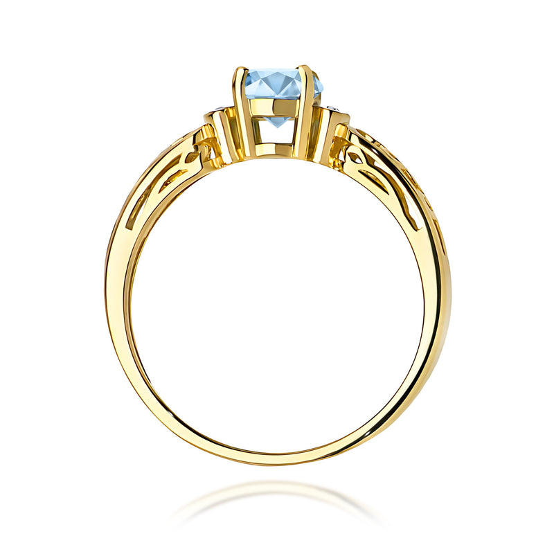 Inel Aur 9K cu Diamante Albastre de Laborator 0.52 ct, imaginea 3 din 8