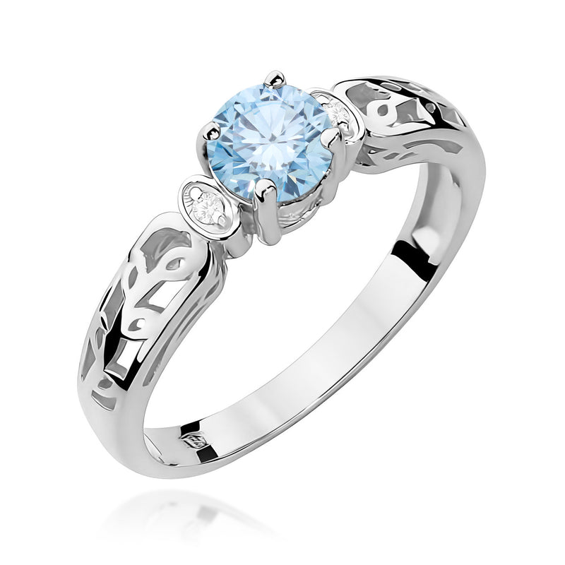 Inel Aur 9K cu Diamante Albastre de Laborator 0.52 ct, imaginea 5 din 8