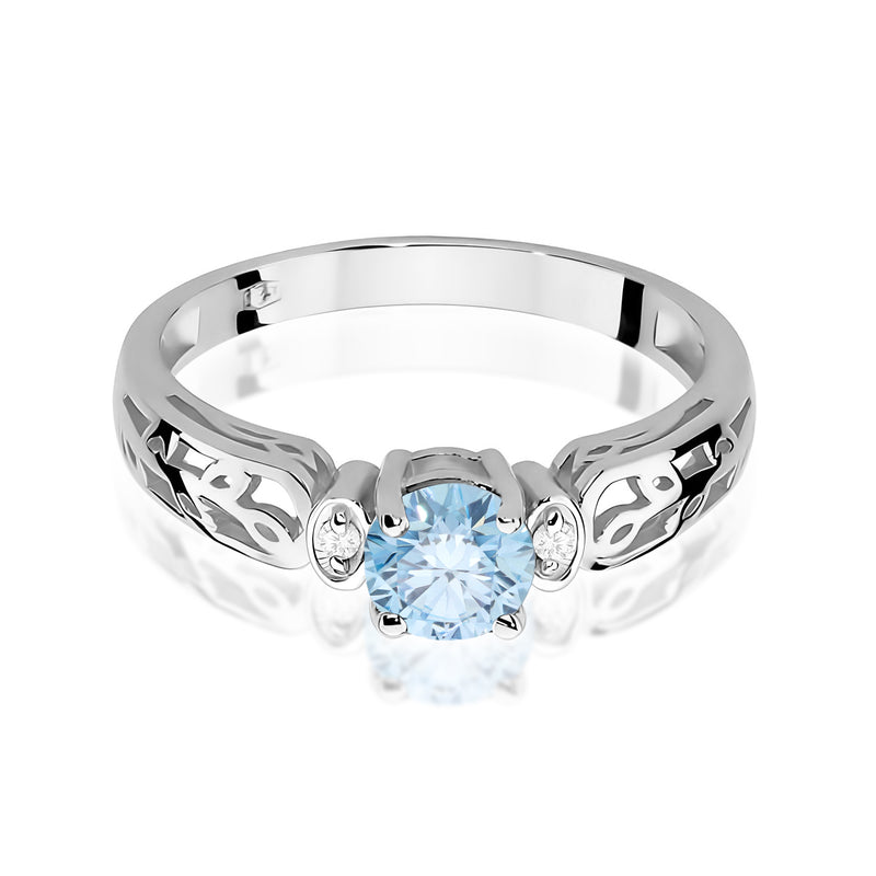Inel Aur 9K cu Diamante Albastre de Laborator 0.52 ct, imaginea 6 din 8