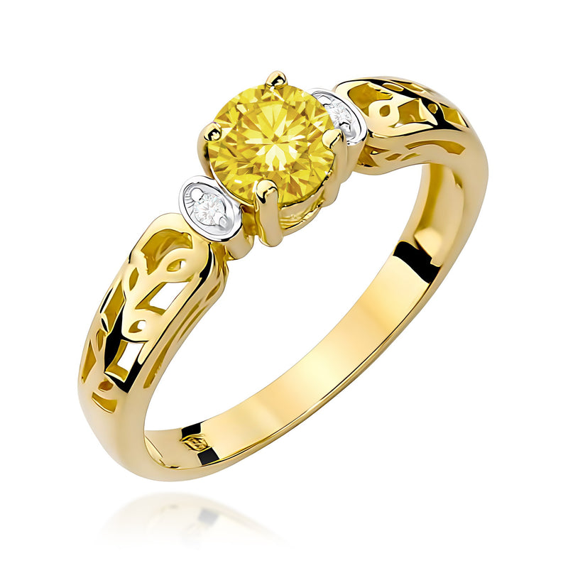 Inel Aur 9K cu Diamante Galbene de Laborator 0.52 ct — Aur galben