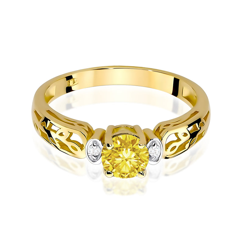 Inel Aur 9K cu Diamante Galbene de Laborator 0.52 ct, imaginea 2 din 8