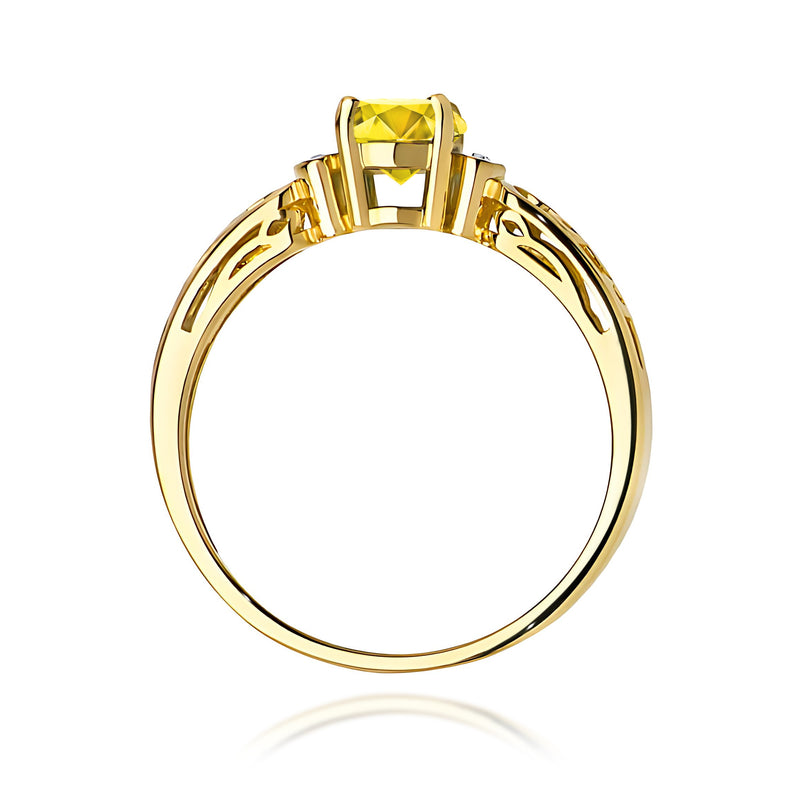 Inel Aur 9K cu Diamante Galbene de Laborator 0.52 ct, imaginea 3 din 8