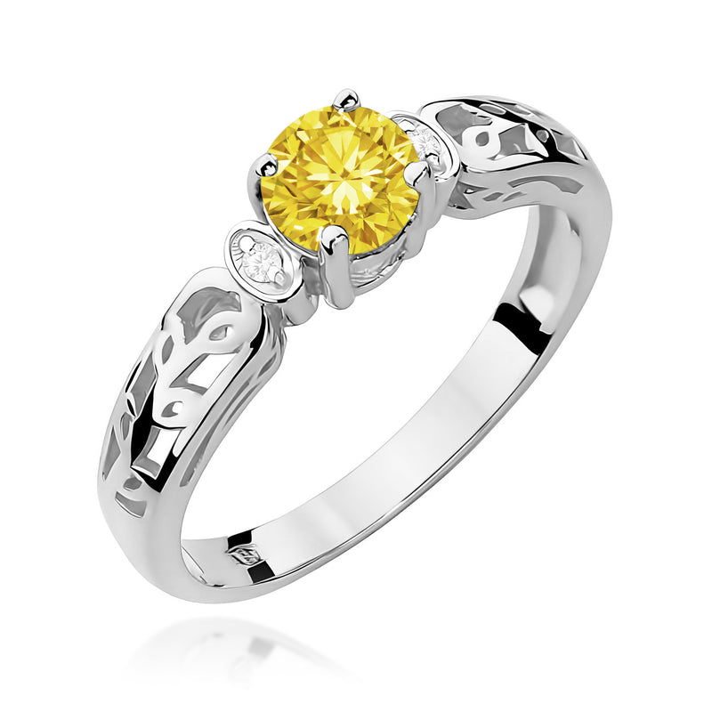Inel Aur 9K cu Diamante Galbene de Laborator 0.52 ct, imaginea 5 din 8