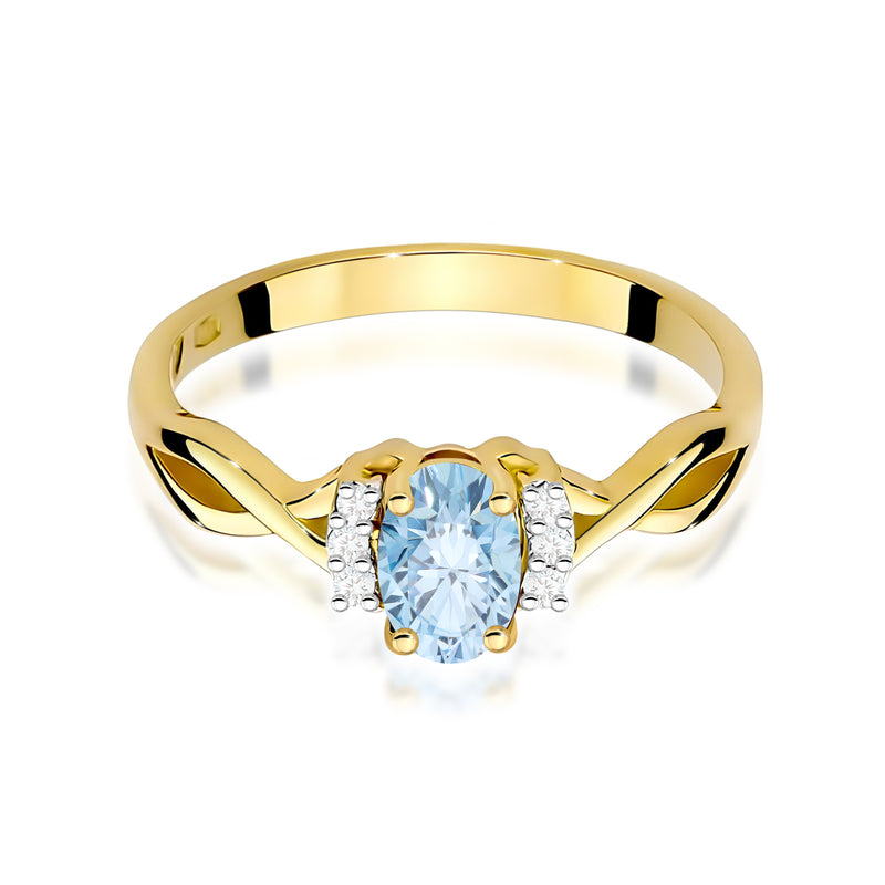 Inel Aur 9K cu Diamante Albastre de Laborator 0.55 ct, imaginea 2 din 8