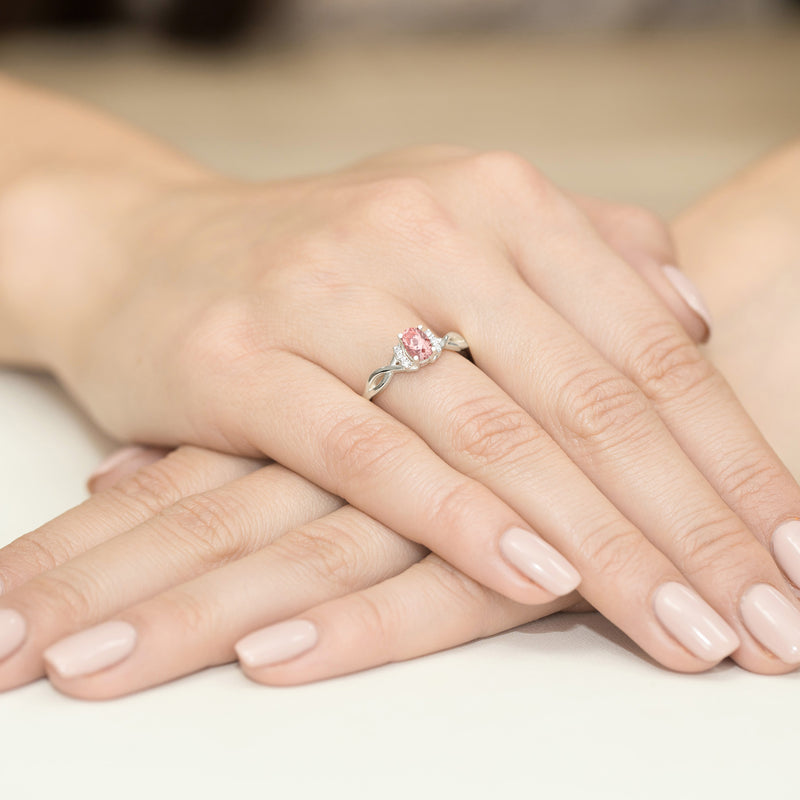 Inel Aur 9K cu Diamante Roz de Laborator 0.55 ct, imaginea 8 din 8