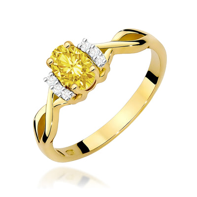 Inel Aur 9K cu Diamante Galbene de Laborator 0.55 ct