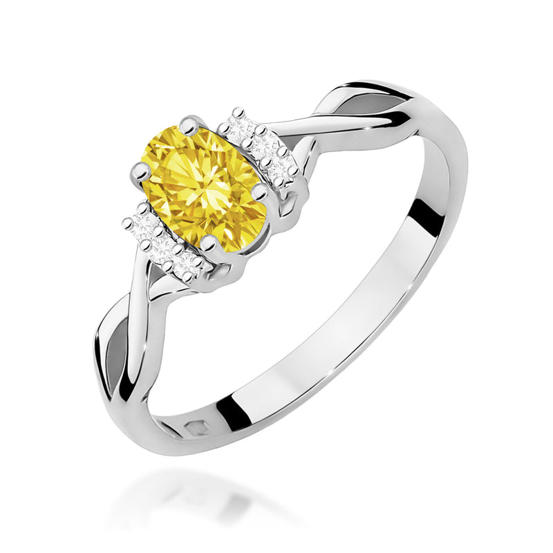 Inel Aur 9K cu Diamante Galbene de Laborator 0.55 ct, imaginea 5 din 8