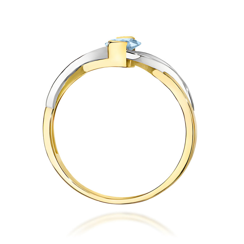 Inel Aur 9K cu Diamante Albastre de Laborator 0.55 ct, imaginea 3 din 8