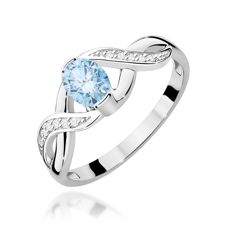Inel Aur 9K cu Diamante Albastre de Laborator 0.55 ct, imaginea 5 din 8