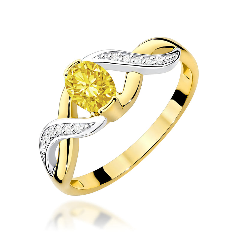 Inel Aur 9K cu Diamante Galbene de Laborator 0.55 ct — Aur galben