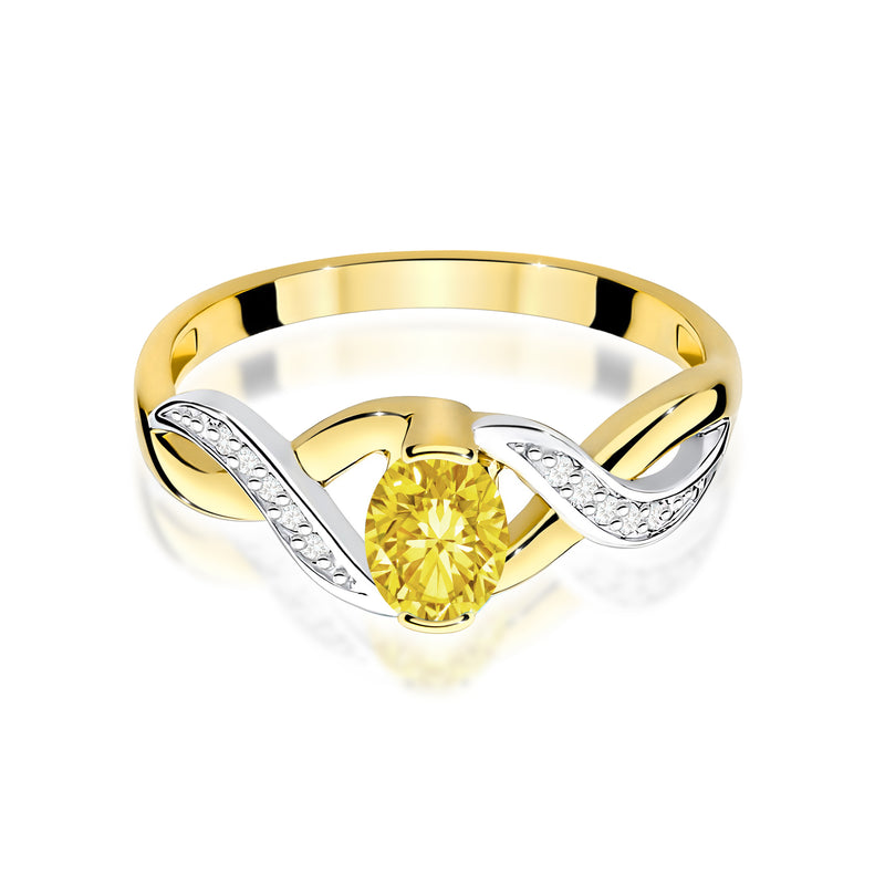 Inel Aur 9K cu Diamante Galbene de Laborator 0.55 ct, imaginea 2 din 4