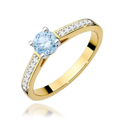Inel Aur 9K cu Diamante Albastre de Laborator 0.62 ct