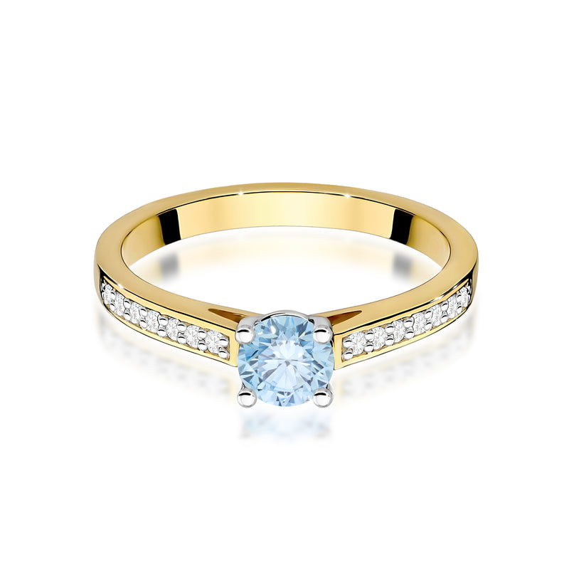 Inel Aur 9K cu Diamante Albastre de Laborator 0.62 ct, imaginea 2 din 8
