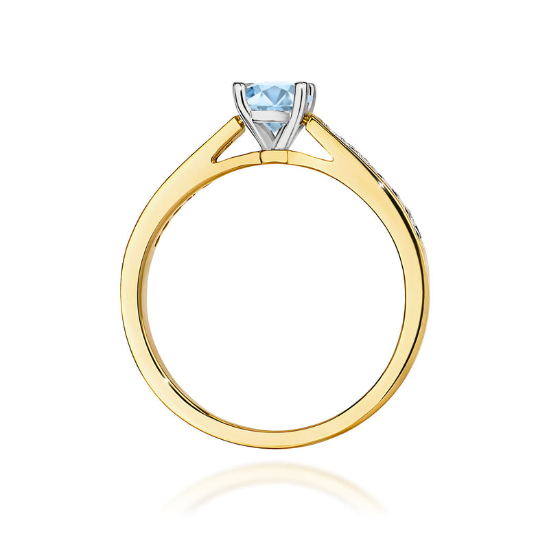 Inel Aur 9K cu Diamante Albastre de Laborator 0.62 ct, imaginea 3 din 8