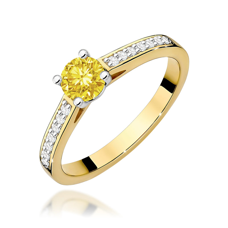 Inel Aur 9K cu Diamante Galbene de Laborator 0.62 ct — Aur galben