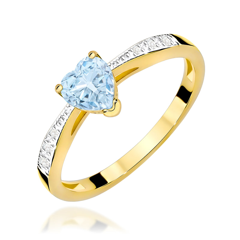 Inel Aur 9K cu Diamante Albastre de Laborator 0.53 ct — Aur galben