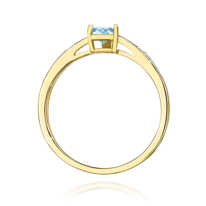 Inel Aur 9K cu Diamante Albastre de Laborator 0.53 ct, imaginea 3 din 8