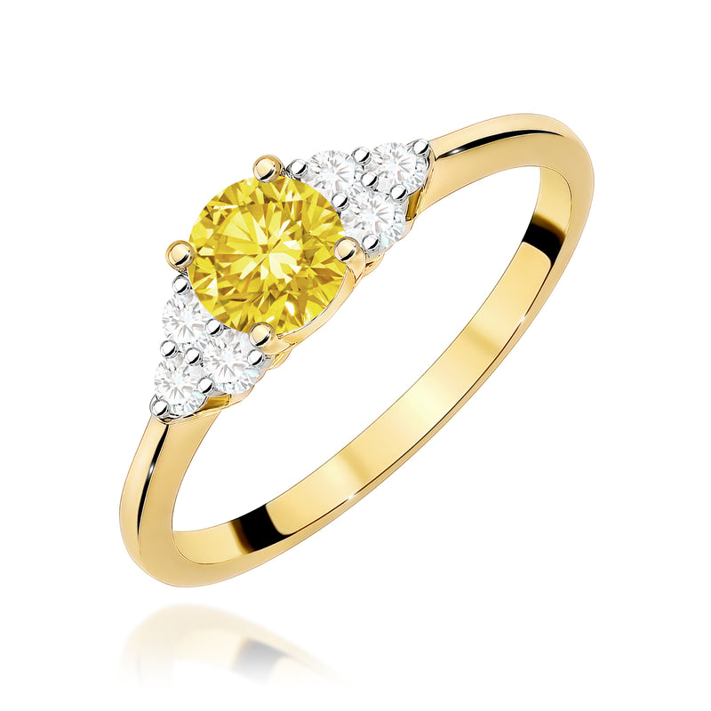 Inel Aur 9K cu Diamante Galbene de Laborator 0.68 ct — Aur galben