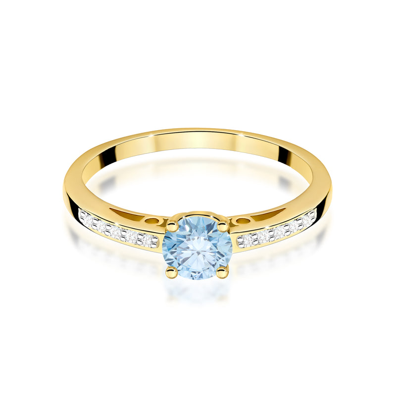 Inel Aur 14K cu Diamante Albastre de Laborator 0.55 ct, imaginea 2 din 12