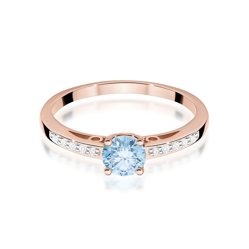 Inel Aur 14K cu Diamante Albastre de Laborator 0.55 ct, imaginea 6 din 12