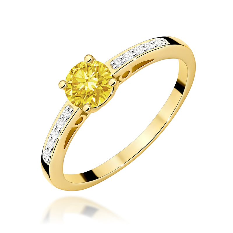 Inel Aur 14K cu Diamante Galbene de Laborator 0.55 ct — Aur galben