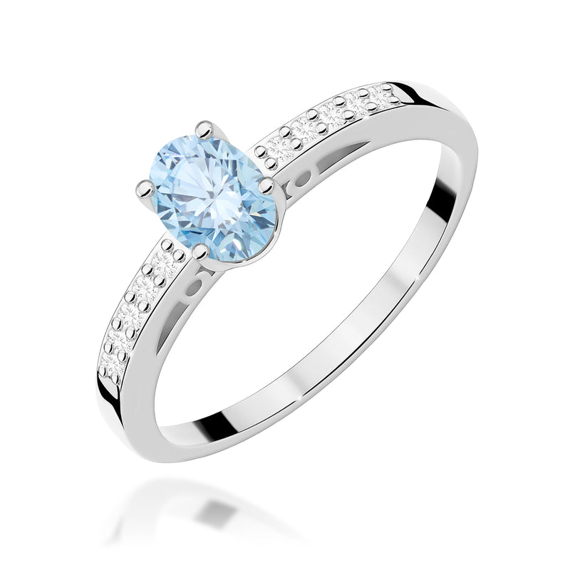 Inel Aur 14K cu Diamante Albastre de Laborator 0.55 ct, imaginea 7 din 9