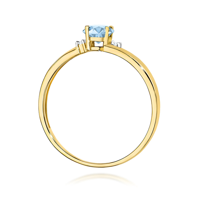 Inel Aur 14K cu Diamante Albastre de Laborator 0.53 ct, imaginea 3 din 12