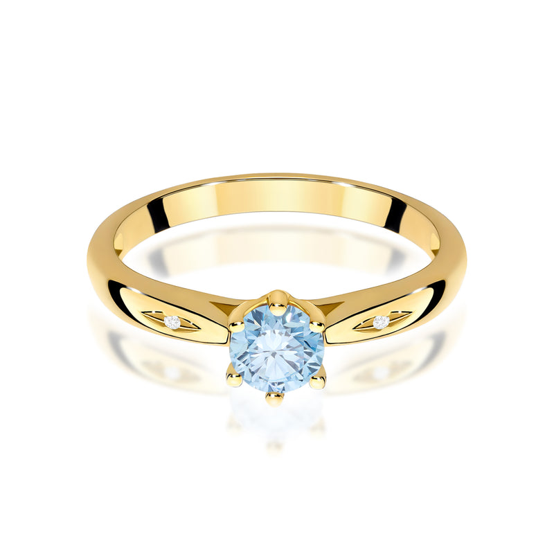 Inel Aur 14K cu Diamante Albastre de Laborator 0.51 ct, imaginea 2 din 12