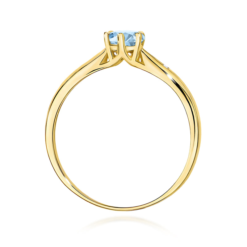 Inel Aur 14K cu Diamante Albastre de Laborator 0.51 ct, imaginea 3 din 12