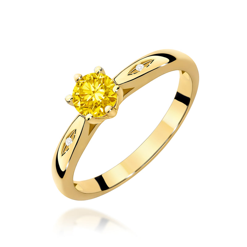 Inel Aur 14K cu Diamante Galbene de Laborator 0.51 ct — Aur galben