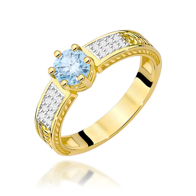 Inel Aur 14K cu Diamante Albastre de Laborator 0.58 ct — Aur galben