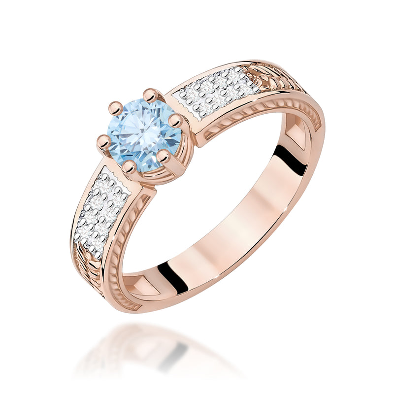 Inel Aur 14K cu Diamante Albastre de Laborator 0.58 ct, imaginea 5 din 12