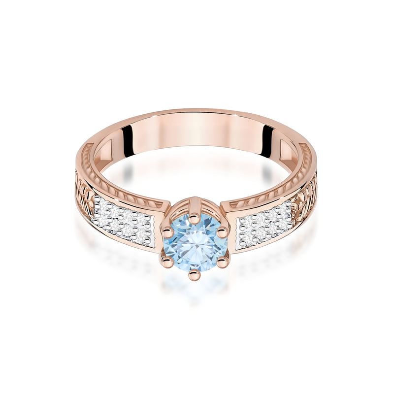 Inel Aur 14K cu Diamante Albastre de Laborator 0.58 ct, imaginea 6 din 12