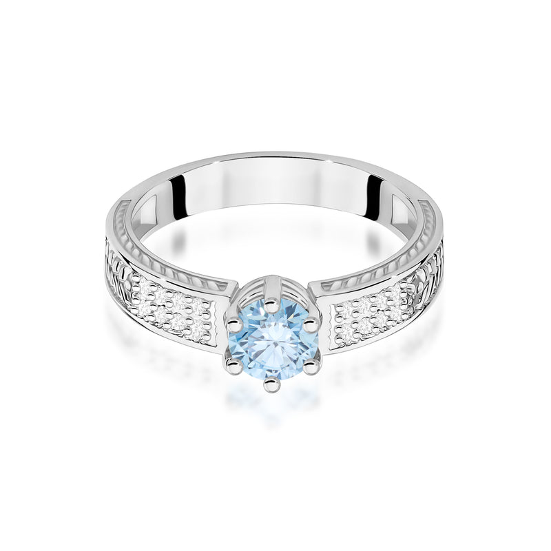 Inel Aur 14K cu Diamante Albastre de Laborator 0.58 ct, imaginea 10 din 12