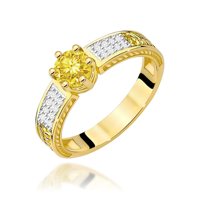 Inel Aur 14K cu Diamante Galbene de Laborator 0.58 ct — Aur galben
