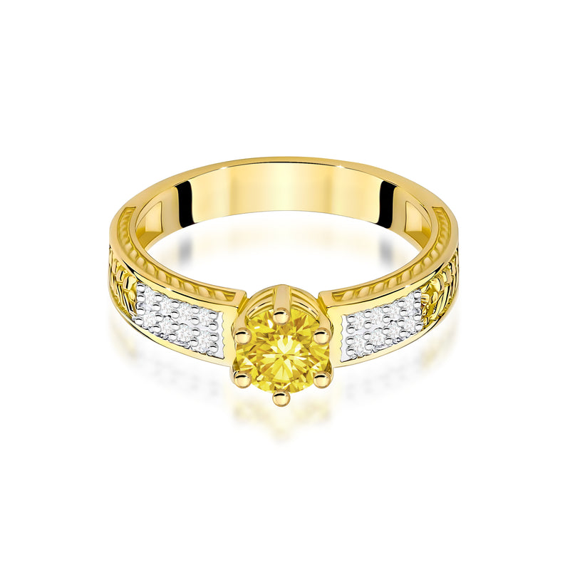 Inel Aur 14K cu Diamante Galbene de Laborator 0.58 ct, imaginea 2 din 12