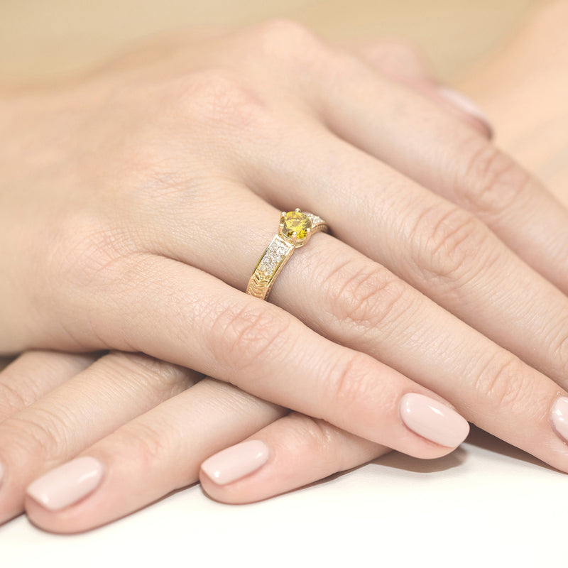 Inel Aur 14K cu Diamante Galbene de Laborator 0.58 ct, imaginea 4 din 12