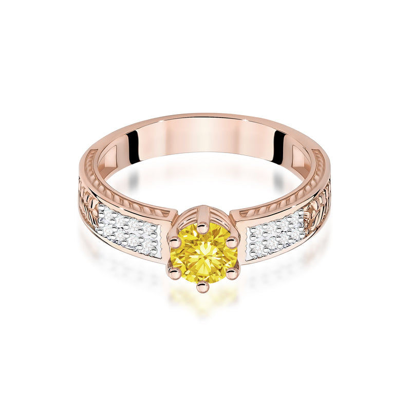 Inel Aur 14K cu Diamante Galbene de Laborator 0.58 ct, imaginea 6 din 12