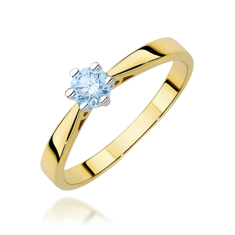 Inel Aur 14K cu Diamant Albastru de Laborator 0.30 ct — Aur galben