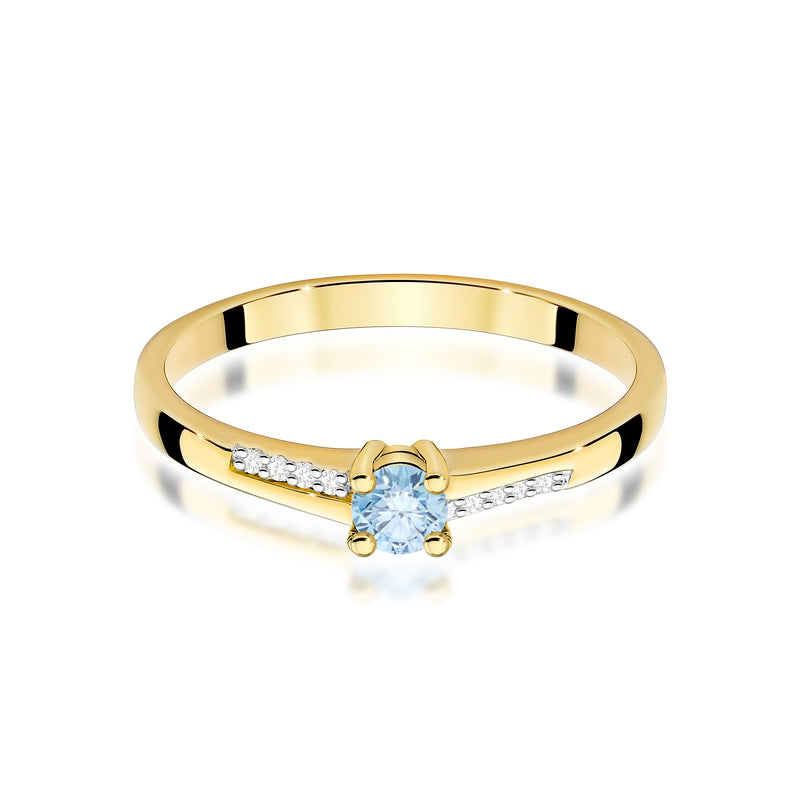 Inel Aur 14K cu Diamante Albastre de Laborator 0.19 ct, imaginea 2 din 12