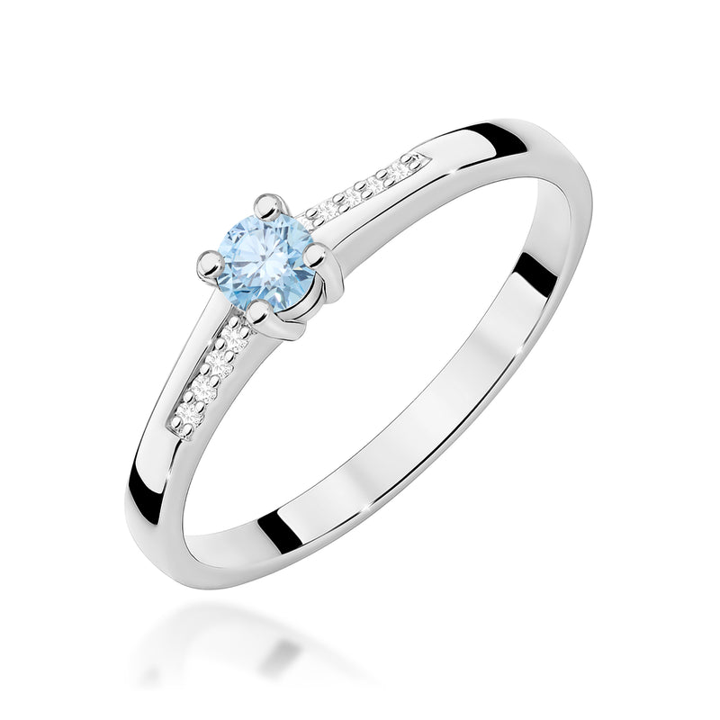 Inel Aur 14K cu Diamante Albastre de Laborator 0.19 ct, imaginea 9 din 12