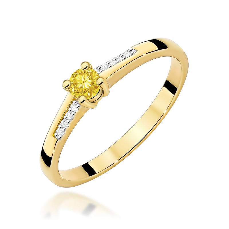 Inel Aur 14K cu Diamante Galbene de Laborator 0.19 ct — Aur galben