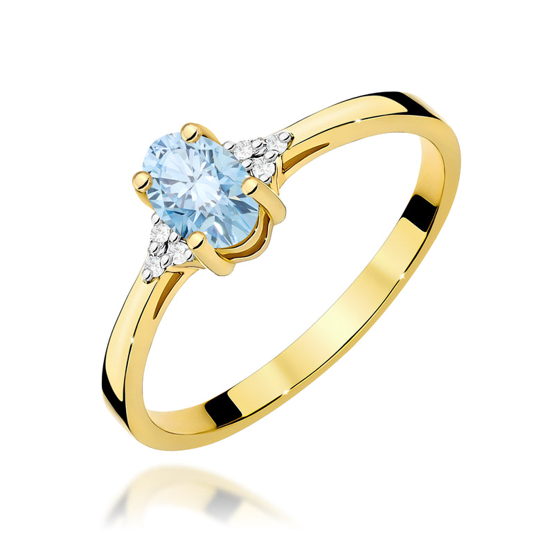 Inel Aur 14K cu Diamante Albastre de Laborator 0.65 ct — Aur galben